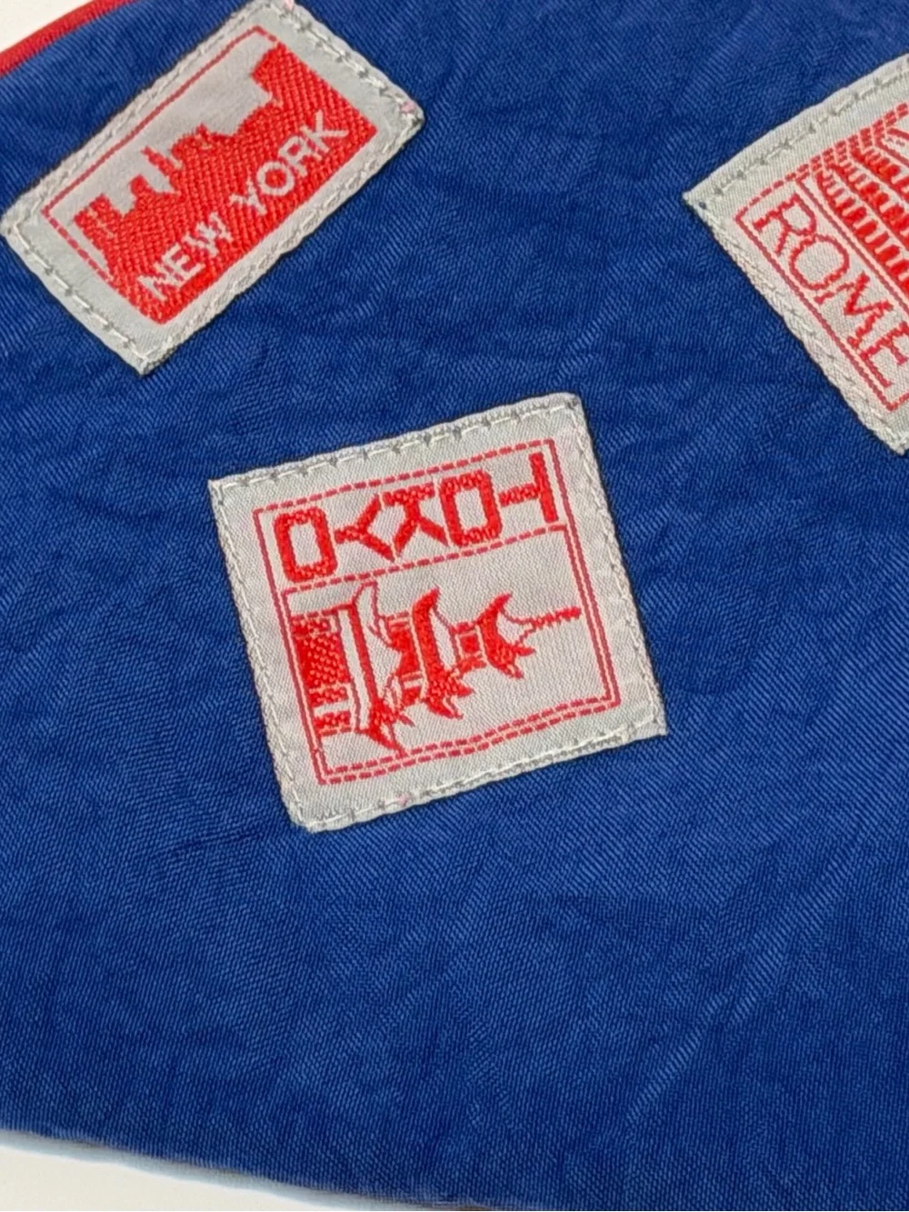 Actra Blue Kids Travel Patch Pouch with Red Trim